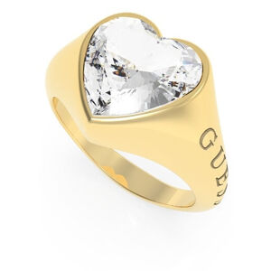 Guess Romantický pozlacený prsten s třpytivým srdcem UBR70004 56 mm