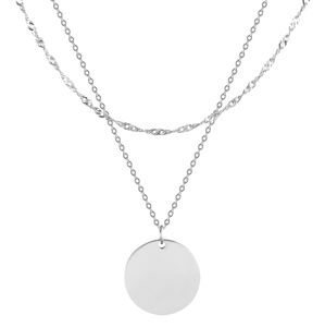 Troli Dvojitý ocelový náhrdelník s kruhovým přívěskem