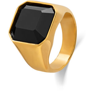 Troli Masivní pozlacený prsten s černým krystalem 62 mm